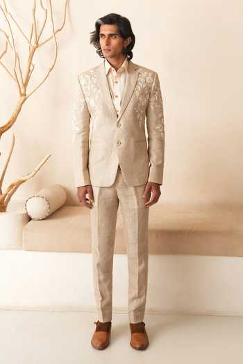 Shreyansh Designs Victor Embroidered Linen Blazer & Pant Set 