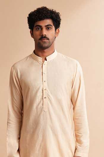 Shreyansh Designs Rose Gold Silk, Cotton Azoure Plain Kurta Set Online at Aza Fashions Shreyansh Designs_Rose Gold Silk, Cotton Azoure Plain Kurta Set _Online_at_Aza_Fashions