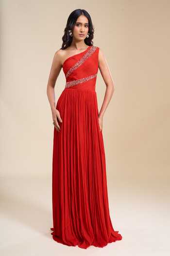 Naintara Bajaj Asymmetric Bodice Hand Embroidered Gown