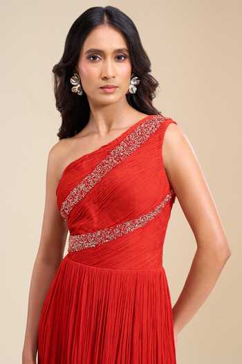 Buy Naintara Bajaj Orange Chinon Sequins, Beads One Asymmetric Bodice Hand Embroidered Gown Online at Aza Fashions Buy_Naintara Bajaj_Orange Chinon Sequins, Beads One Asymmetric Bodice Hand Embroidered Gown _Online_at_Aza_Fashions