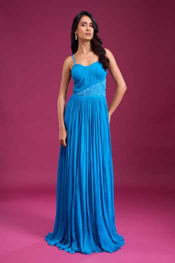 Buy_Naintara Bajaj_Sky Blue Chinon Sequins, Beads Sweetheart Neck Hand Embroidered Bodice Gown _Online_at_Aza_Fashions