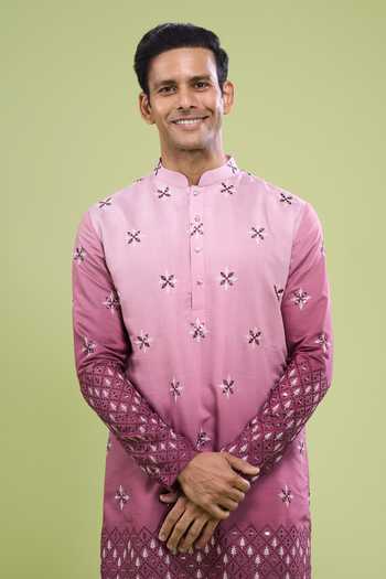 Buy Arihant Rai Sinha Pink Silk, Cotton Mirror Work Kurta And Pant Set Online at Aza Fashions Buy_Arihant Rai Sinha_Pink Silk, Cotton Mirror Work Kurta And Pant Set _Online_at_Aza_Fashions