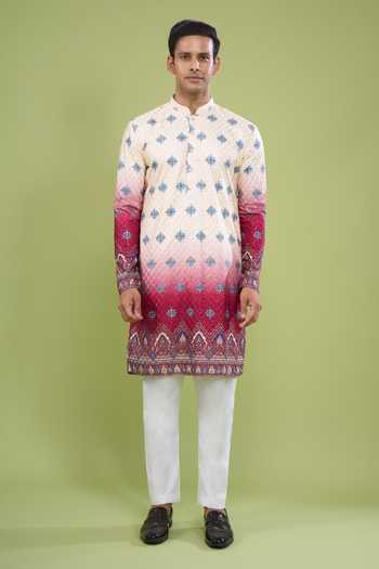 Shop Arihant Rai Sinha Off White Cotton Embroidered Kurta And Pant Set Online at Aza Fashions Shop_Arihant Rai Sinha_Off White Cotton Embroidered Kurta And Pant Set _Online_at_Aza_Fashions