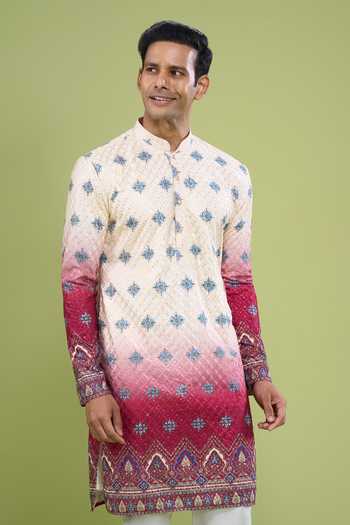 Arihant Rai Sinha Off White Cotton Embroidered Kurta And Pant Set at Aza Fashions Arihant Rai Sinha_Off White Cotton Embroidered Kurta And Pant Set _at_Aza_Fashions