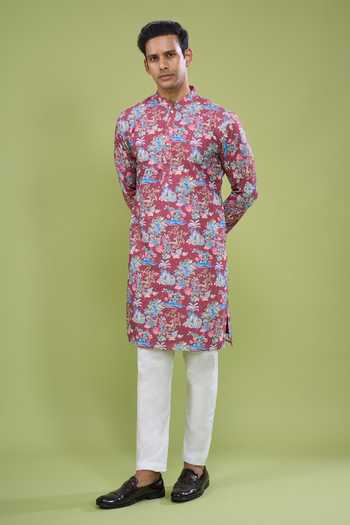 Shop_Arihant Rai Sinha_Multi Color Cotton Thread And Sequin Work Kurta Set _Online_at_Aza_Fashions