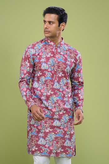 Arihant Rai Sinha_Multi Color Cotton Thread And Sequin Work Kurta Set _at_Aza_Fashions