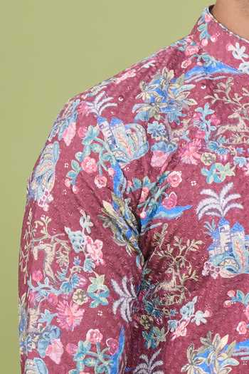 Shop_Arihant Rai Sinha_Multi Color Cotton Thread And Sequin Work Kurta Set 