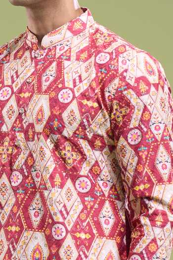Shop Arihant Rai Sinha Multi Color Cotton Printed Kurta And Pant Set Shop_Arihant Rai Sinha_Multi Color Cotton Printed Kurta And Pant Set