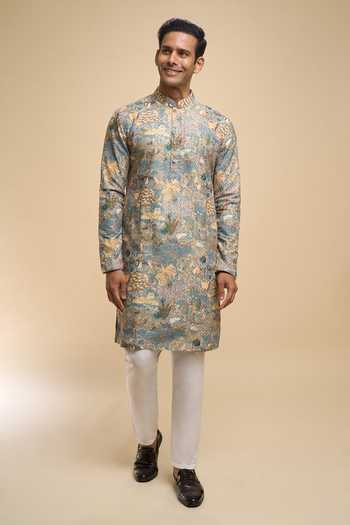 Buy Arihant Rai Sinha Multi Color Cotton Printed Kurta And Pant Set Online at Aza Fashions Buy_Arihant Rai Sinha_Multi Color Cotton Printed Kurta And Pant Set _Online_at_Aza_Fashions