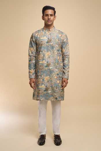 Shop Arihant Rai Sinha Multi Color Cotton Printed Kurta And Pant Set Online at Aza Fashions Shop_Arihant Rai Sinha_Multi Color Cotton Printed Kurta And Pant Set _Online_at_Aza_Fashions
