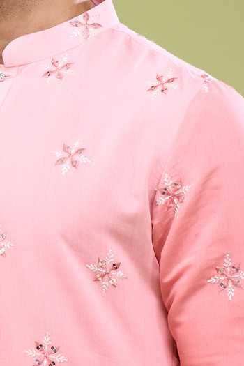 Buy Arihant Rai Sinha Pink Silk, Cotton Mirror Work Kurta And Pant Set Buy_Arihant Rai Sinha_Pink Silk, Cotton Mirror Work Kurta And Pant Set