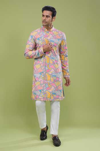 Arihant Rai Sinha Multi Color Cotton Printed Kurta And Pant Set at Aza Fashions Arihant Rai Sinha_Multi Color Cotton Printed Kurta And Pant Set _at_Aza_Fashions
