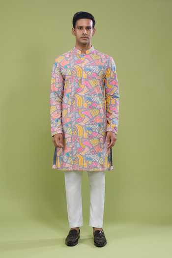 Shop Arihant Rai Sinha Multi Color Cotton Printed Kurta And Pant Set Shop_Arihant Rai Sinha_Multi Color Cotton Printed Kurta And Pant Set
