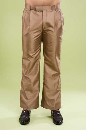 Arihant Rai Sinha_Brown Silk, Cotton Plain Kurta And Pant Set _Online_at_Aza_Fashions