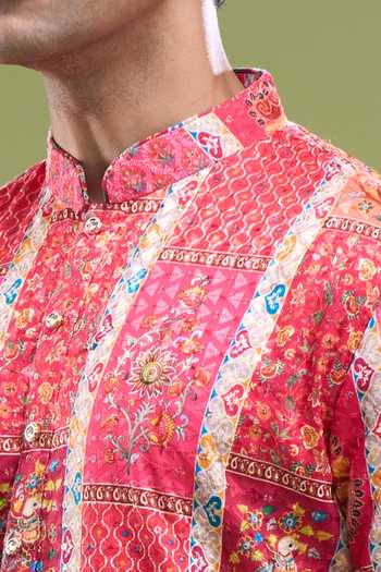 Buy Arihant Rai Sinha Multicolor Cotton Embroidered And Printed Kurta Set Online at Aza Fashions Buy_Arihant Rai Sinha_Multicolor Cotton Embroidered And Printed Kurta Set _Online_at_Aza_Fashions