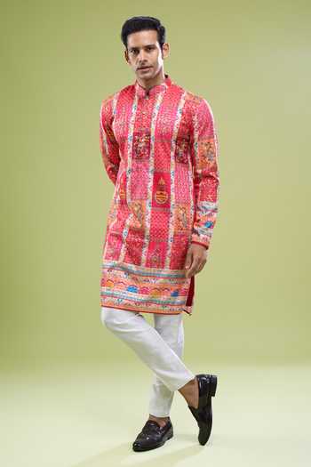 Shop Arihant Rai Sinha Multicolor Cotton Embroidered And Printed Kurta Set Online at Aza Fashions Shop_Arihant Rai Sinha_Multicolor Cotton Embroidered And Printed Kurta Set _Online_at_Aza_Fashions