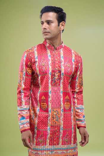 Arihant Rai Sinha Multicolor Cotton Embroidered And Printed Kurta Set at Aza Fashions Arihant Rai Sinha_Multicolor Cotton Embroidered And Printed Kurta Set _at_Aza_Fashions