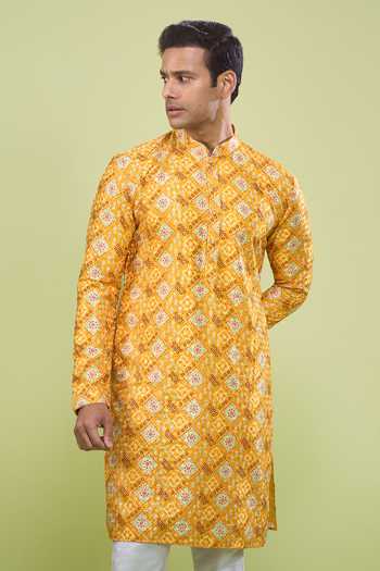 Buy Arihant Rai Sinha Yellow Cotton Thread Embroidered Kurta And Pant Set Online at Aza Fashions Buy_Arihant Rai Sinha_Yellow Cotton Thread Embroidered Kurta And Pant Set _Online_at_Aza_Fashions
