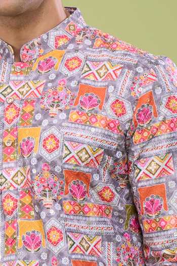 Arihant Rai Sinha Multi Color Cotton Thread And Sequin Embroidered Kurta Set at Aza Fashions Arihant Rai Sinha_Multi Color Cotton Thread And Sequin Embroidered Kurta Set _at_Aza_Fashions