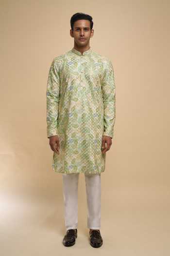 Buy Arihant Rai Sinha Green Cotton Printed Kurta And Pant Set Online at Aza Fashions Buy_Arihant Rai Sinha_Green Cotton Printed Kurta And Pant Set _Online_at_Aza_Fashions
