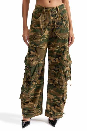 Buy_Cilvr_Brown Cotton Combat Studded Cargo Pant 