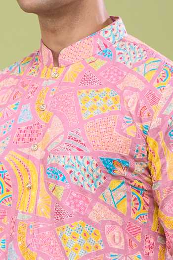 Buy_Arihant Rai Sinha_Pink Cotton Thread And Sequin Embroidered Kurta Set _Online_at_Aza_Fashions