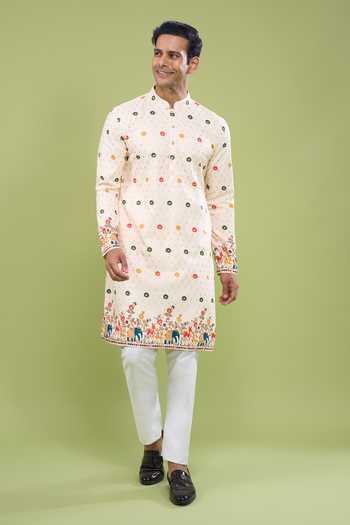 Arihant Rai Sinha_Multi Color Cotton Embroidered Kurta Set _Online_at_Aza_Fashions