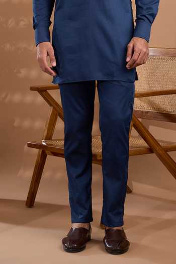 Spring Break Blue Silk, Cotton Satin Jacquard Embroidered Nehru Jacket And Kurta Set Online at Aza Fashions Spring Break_Blue Silk, Cotton Satin Jacquard Embroidered Nehru Jacket And Kurta Set _Online_at_Aza_Fashions
