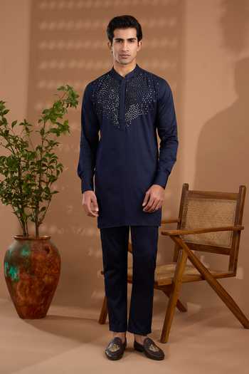 SPRING BREAK Embroidered Cotton Satin Kurta Set 
