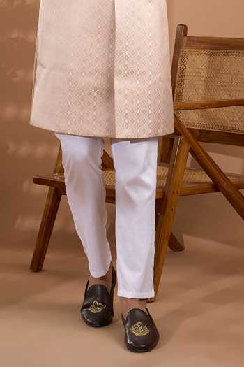 Buy_Spring Break_Pink Silk, Cotton Satin Woven Sherwani And Pant Set _Online_at_Aza_Fashions