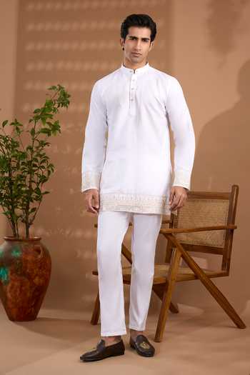 Spring Break Border Embroidered Kurta Set