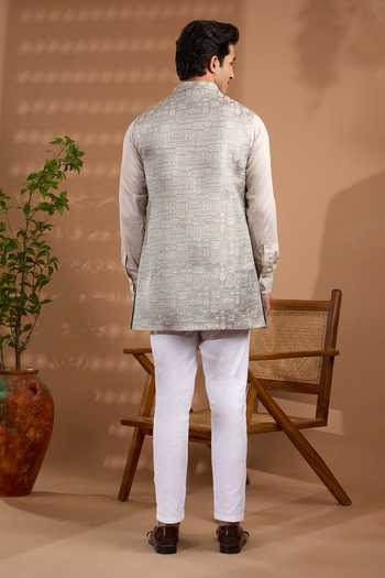 Spring Break Woven Nehru Jacket & Kurta Set 