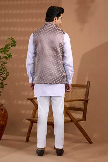 Spring Break Geometric Woven Nehru Jacket Set 