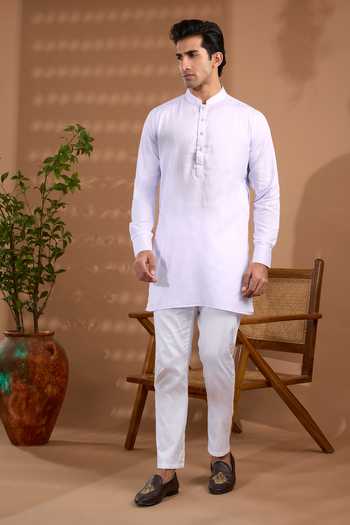 Spring Break_Purple Silk, Cotton Satin Geometric Woven Nehru Jacket Set _at_Aza_Fashions
