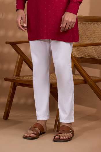 Buy_SPRING BREAK_Maroon Silk, Cotton Embroidered Kurta And Pant Set _Online_at_Aza_Fashions