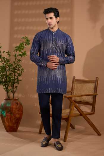 Spring Break Sequin Embroidered Kurta & Pant Set