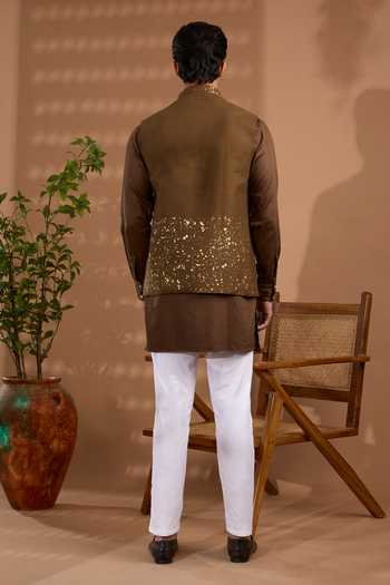 Spring Break Foil Print Nehru Jacket & Kurta Set 