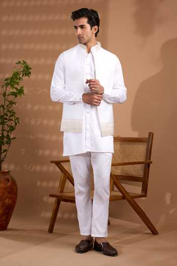 Spring Break Embroidered Nehru Jacket & Kurta Set 