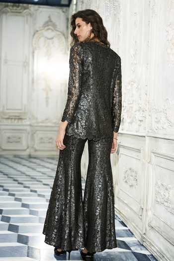 Dash And Dot Metallic Lace Flared Pant 