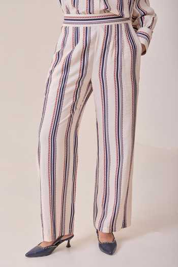 Needleten_Cream Viscose Striped Pant _Online_at_Aza_Fashions