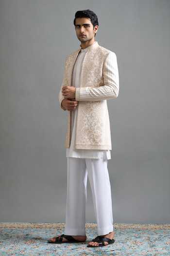 Gargee Designers Aaryan Woven Bandhgala Jacket Set 