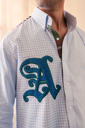 Buy_ROHIT DOSHI_Blue Cotton All Mix Roll Printed Shirt _Online_at_Aza_Fashions