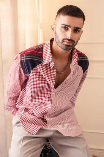 ROHIT DOSHI All Mix Roll Checks & Stripe Print Shirt 