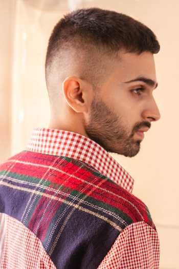 Buy_ROHIT DOSHI_Red Cotton All Mix Roll Checks And Stripe Print Shirt _Online_at_Aza_Fashions
