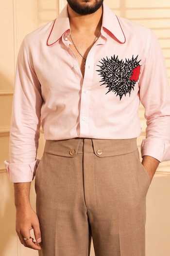 Buy Rohit Doshi Pink Cotton, Oxford The Round About Heart Shirt Online at Aza Fashions Buy_Rohit Doshi_Pink Cotton, Oxford The Round About Heart Shirt _Online_at_Aza_Fashions