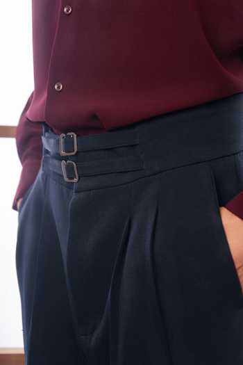 ROHIT DOSHI_Maroon Polyester Armour Shoulder Strap Shirt _Online_at_Aza_Fashions