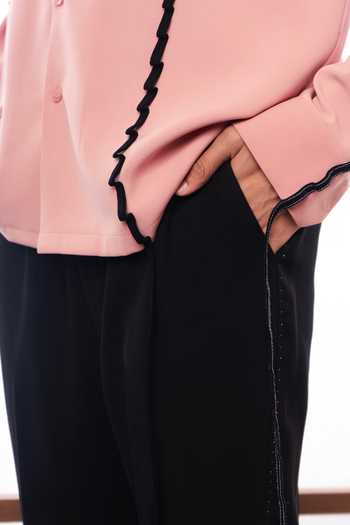 Buy_ROHIT DOSHI_Pink Polyester Contrast Loops Applique Shirt _Online_at_Aza_Fashions