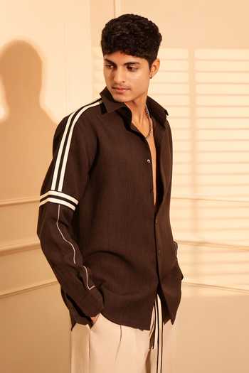 ROHIT DOSHI Elbowed Contrast Trim Shirt 