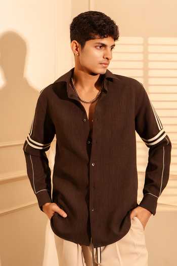 ROHIT DOSHI Elbowed Contrast Trim Shirt 