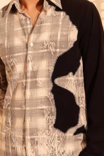 Buy_ROHIT DOSHI_Grey Polyester Amoeba Color Block Shirt _Online_at_Aza_Fashions